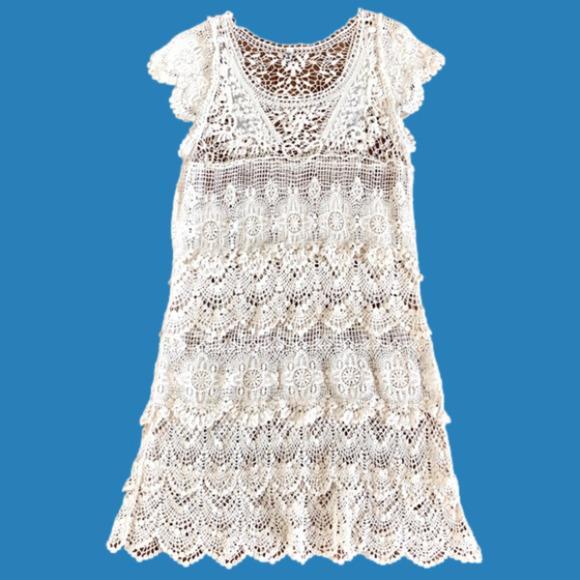 CREAM lace and crochet overlay - Picture 2 of 6